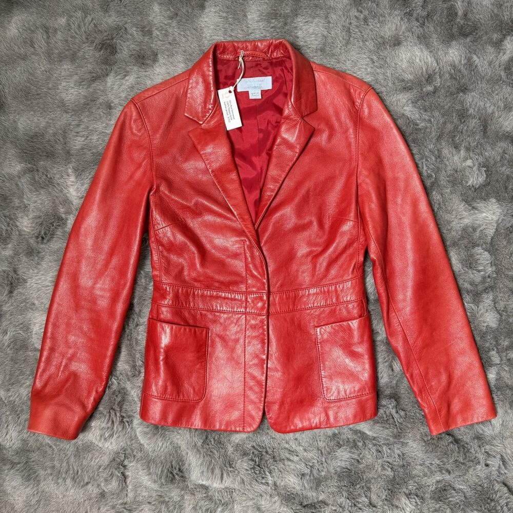 Strenesse Blue Red Nappa Lamb Leather Jacket NWT